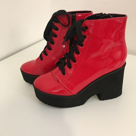 Iron Fist Shoes - Iron Fist Platform Patent Leather Booties